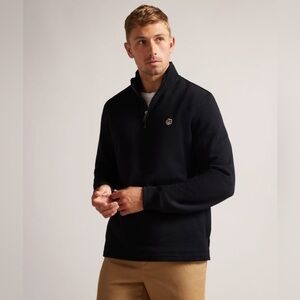 TED BAKER Kilbrn High Neck black 1/4 zip sweatshirt NWOT L